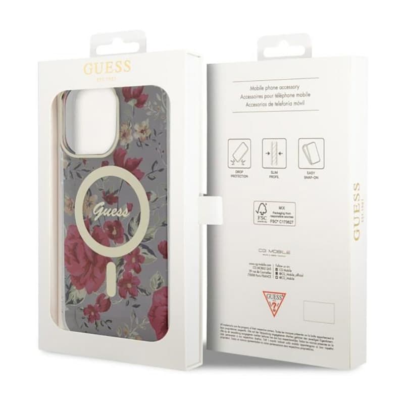Guess Flower MagSafe - Case for iPhone 14 Pro Max (Green) 8