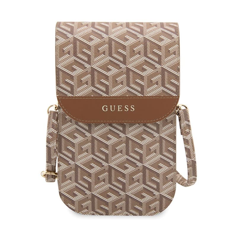 Guess GCube Stripe Phone Bag - Bag with smartphone compartment (Brown) 2