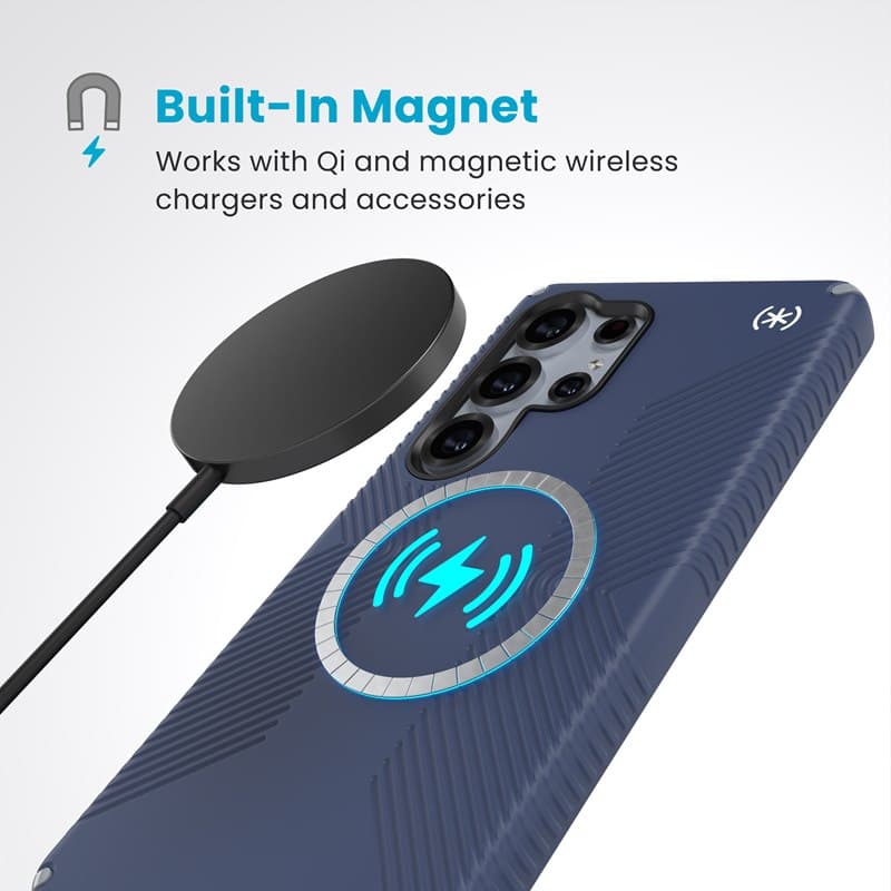 Speck Presidio2 Grip Magnet - Samsung Galaxy S25 Ultra MagSafe Case (Coastal Blue/Dust Gray/White)