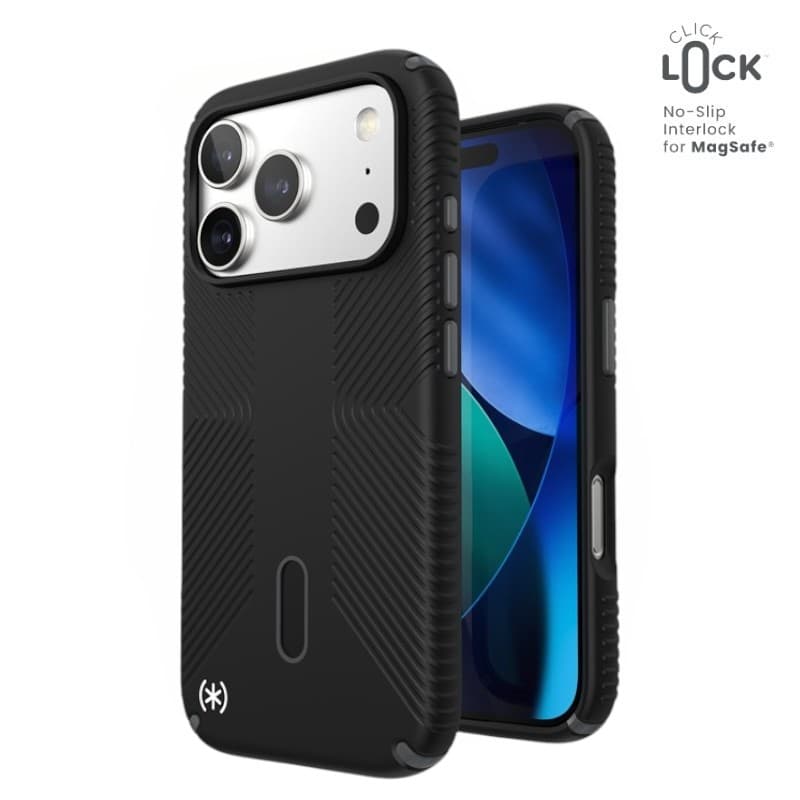 Speck Presidio2 Grip ClickLock & MagSafe - iPhone 17 Pro Case (Black / Slate Gray / White)