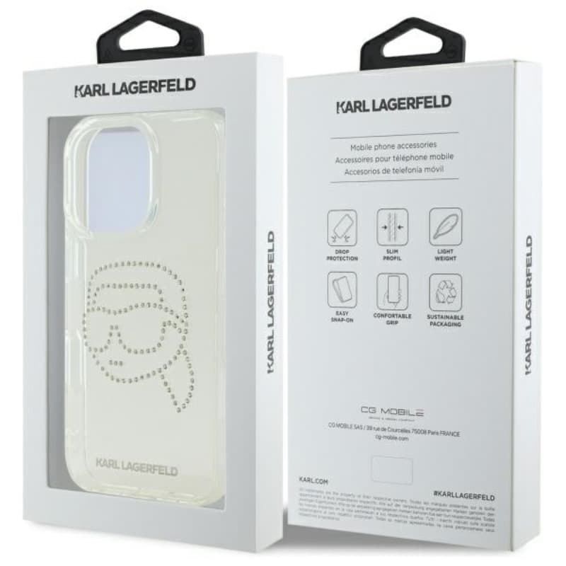Karl Lagerfeld IML Rhinestones Karl Head - Case for iPhone 16 Pro Max (transparent) 8