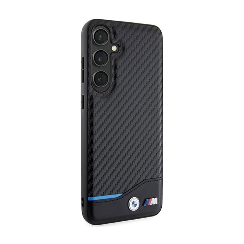 BMW Leather Carbon Blue Line - Case for Samsung Galaxy S24+ (black) 4