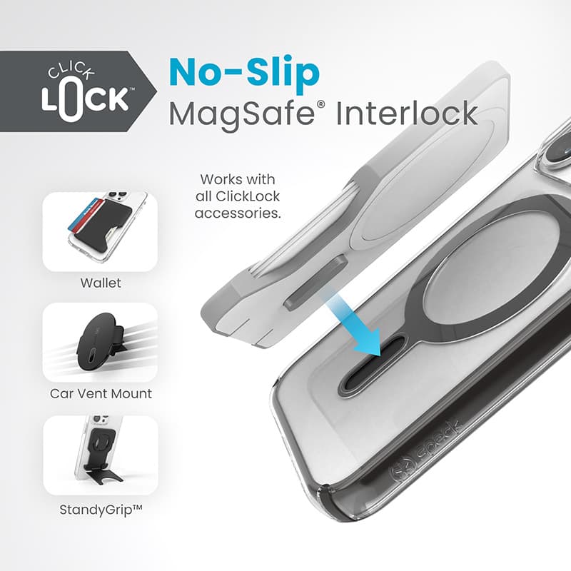 Speck Presidio Perfect-Clear ClickLock & Magsafe - iPhone 15 Pro Case (Clear / Frosted Black / Slate Gray) 2