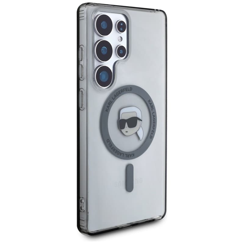 Karl Lagerfeld Button Karl Head Printed Logo MagSafe - Case for Samsung Galaxy S25 Ultra (Black) 4