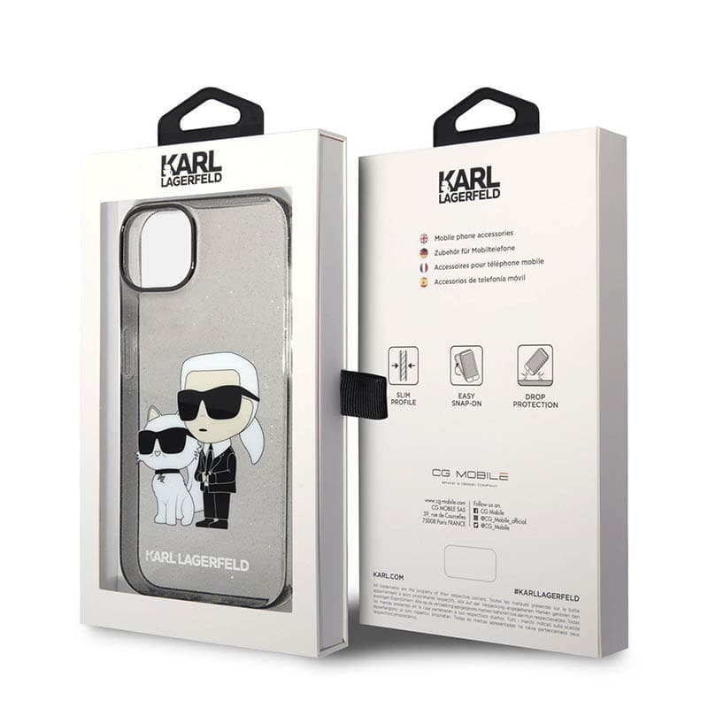 Karl Lagerfeld IML Glitter NFT Karl & Choupette - Case for iPhone 14 Plus (Black) 6