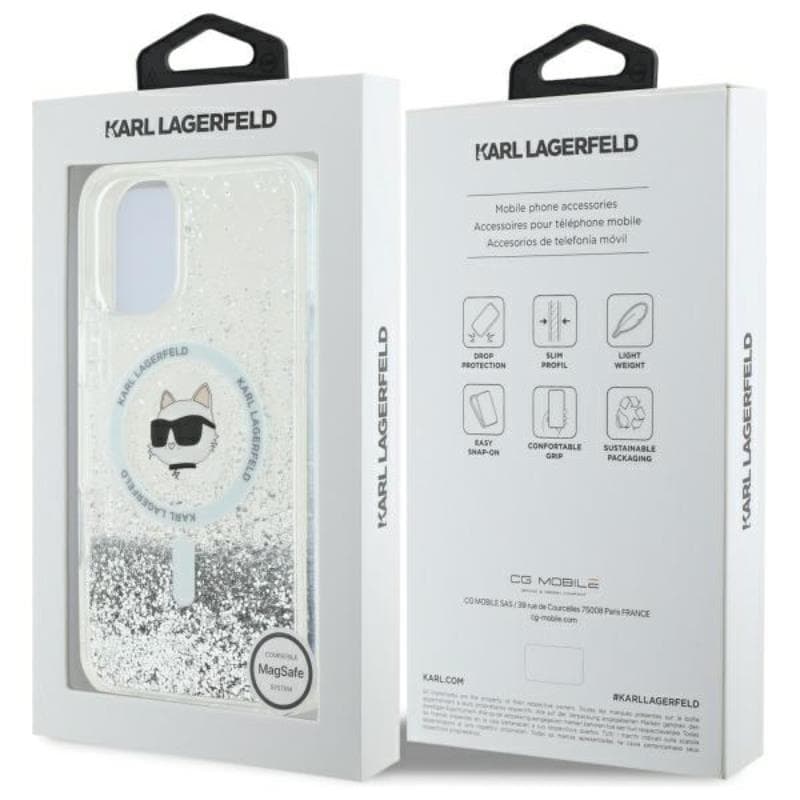 Karl Lagerfeld Liquid Glitter Choupette Head MagSafe - Case for iPhone 16 (transparent) 8