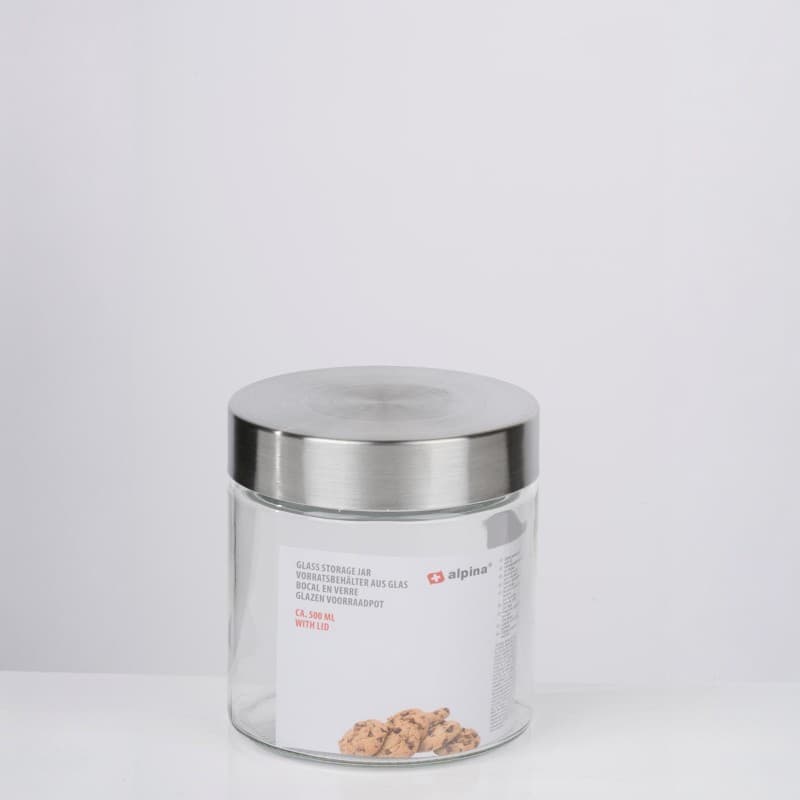 Alpina - Glass Jar / Storage Container with Screw Cap 500 ml 11 cm 2