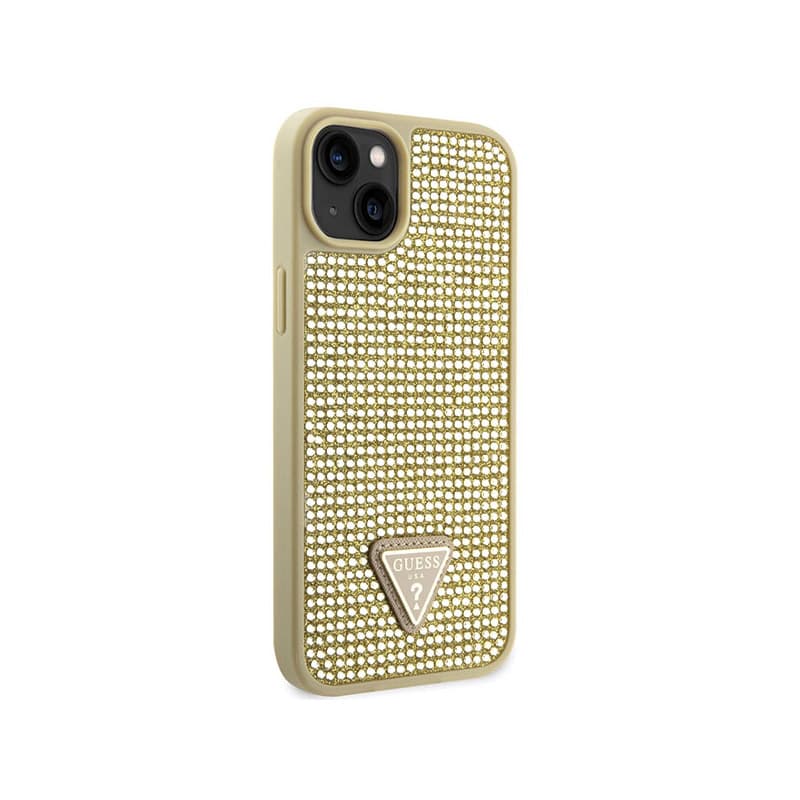 Guess Rhinestone Triangle - Case for iPhone 14 Plus (Gold) 4