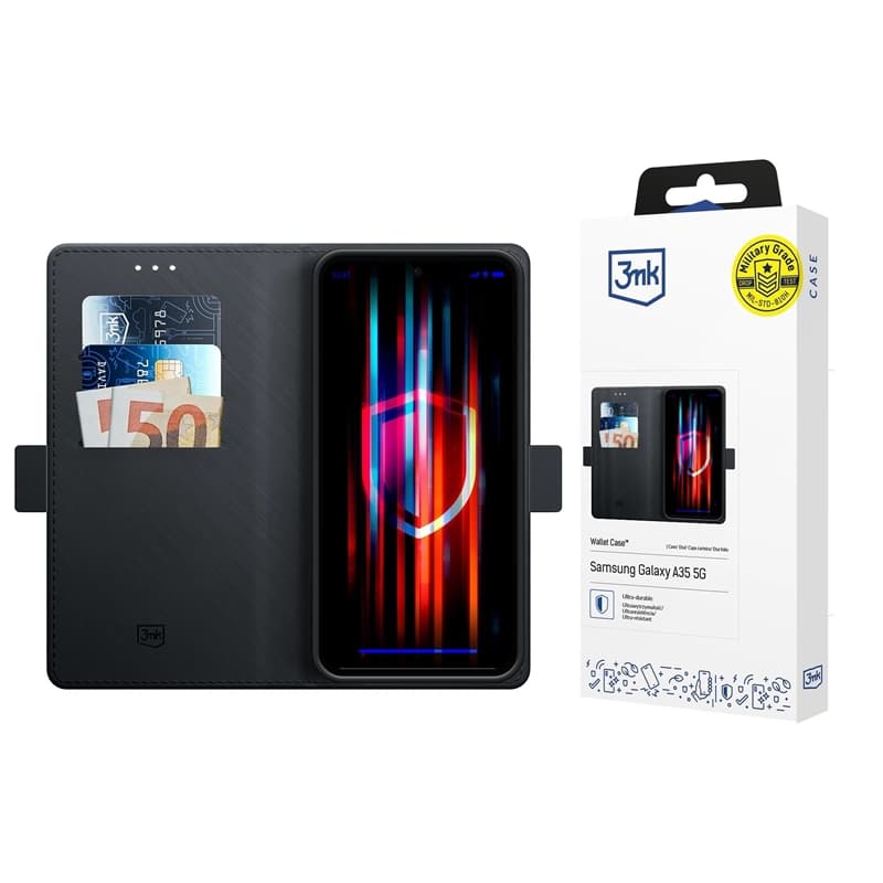 3mk Wallet Case - Flip Case for Samsung Galaxy A57 (Black)