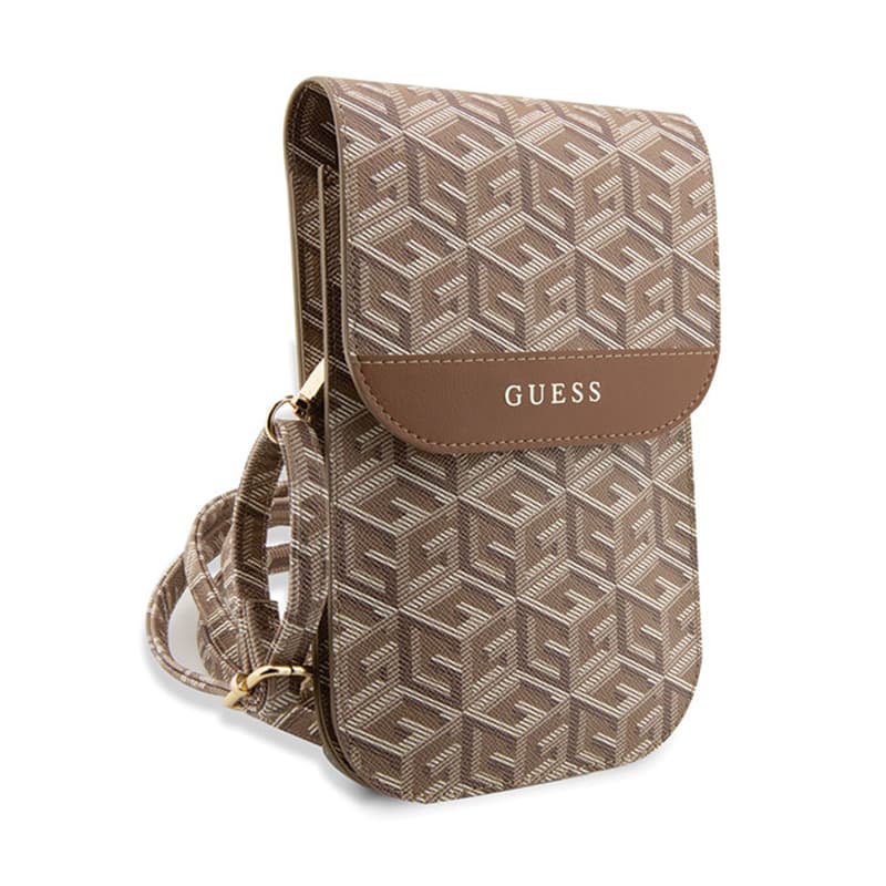 Guess GCube Stripe Phone Bag - Bag with smartphone compartment (Brown) 3