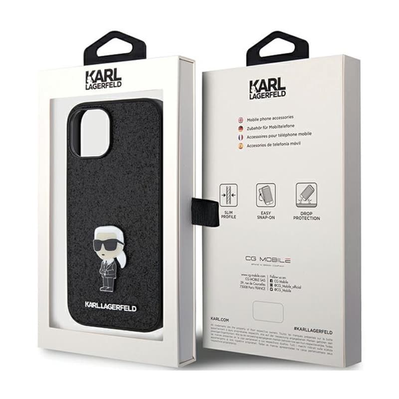 Karl Lagerfeld Fixed Glitter Ikonik Logo Metal Pin - iPhone 15 / 14 / 13 Case (black) 8