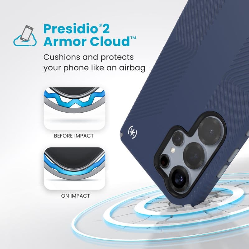 Speck Presidio2 Grip Magnet - Samsung Galaxy S25 Ultra MagSafe Case (Coastal Blue/Dust Gray/White) 2