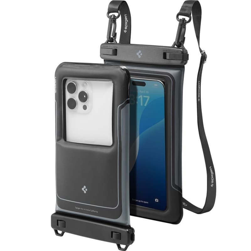 Spigen A611P Universal Waterproof Float Case 2-Pack - Waterproof Case for Smartphones up to 6.9" (Matte Black) 1