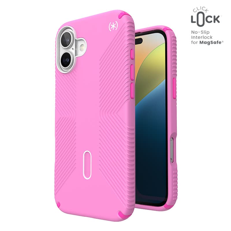 Speck Presidio2 Grip ClickLock & MagSafe - iPhone 16 Plus Case (True Pink / Shocking Pink / White) 1