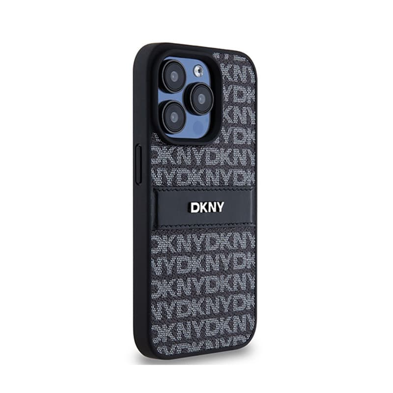 DKNY Leather Mono Stripe & Metal Logo - Case for iPhone 15 Pro Max (black) 4