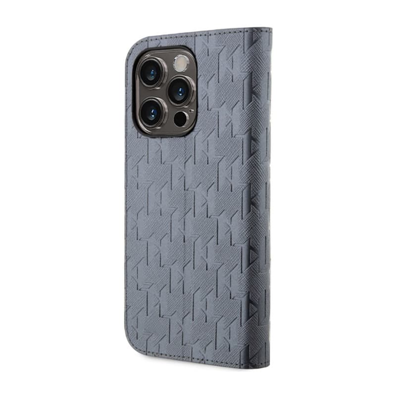 Karl Lagerfeld Booktype Saffiano Monogram - Case for iPhone 14 Pro Max (Silver) 2