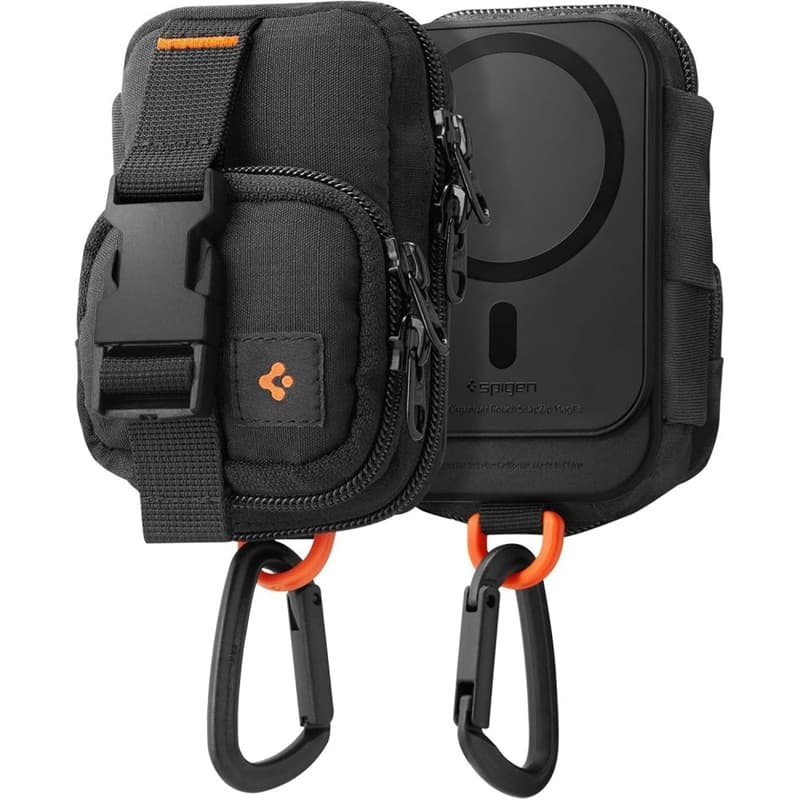 Spigen Snap Zip MagFit Pouch - MagSafe Compact Bag/Magnetic Organizer (Black)