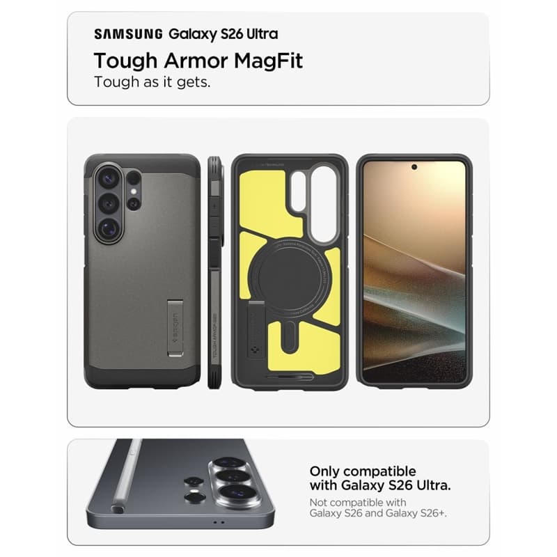 Spigen Tough Armor MagSafe - Case for Samsung Galaxy S26 Ultra (Gunmetal) 8