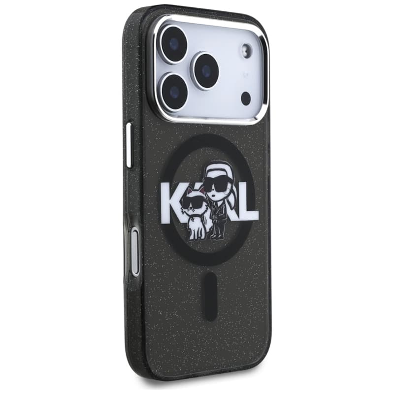 Karl Lagerfeld IML Glitter Karl & Choupette Sketch Logo MagSafe - Case iPhone 17 Pro (Black) 4