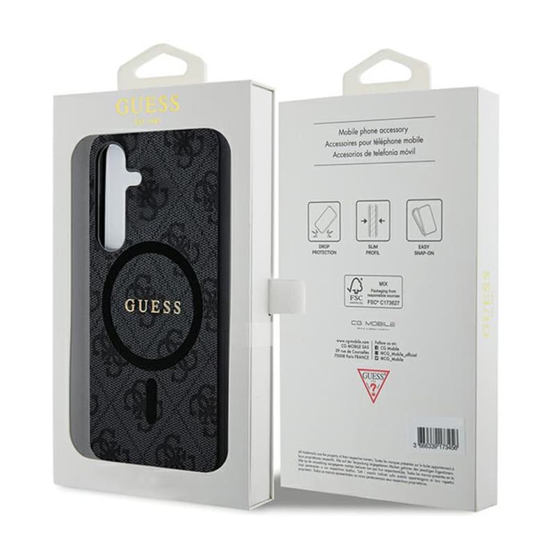 Guess 4G Collection Leather Metal Logo MagSafe - Case for Samsung Galaxy S24 (black) 8