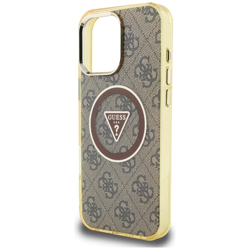 Guess IML Metal Glitter 4G Circle Triangle MagSafe - Case for iPhone 16 Pro (brown) 6