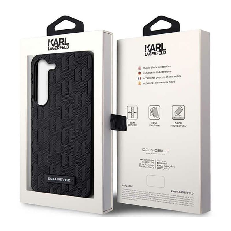 Karl Lagerfeld Saffiano Monogram Metal Logo - Case for Samsung Galaxy S23+ (Black) 8