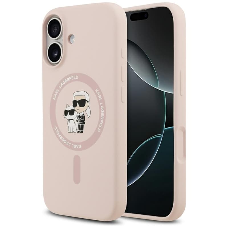 Karl Lagerfeld Silicone Karl & Choupette Ring MagSafe - Case iPhone 17 (pink) 1