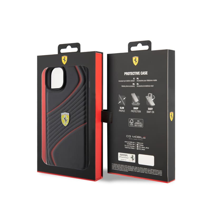 Ferrari Twist Metal Logo - Case for iPhone 15 Plus (Black) 8