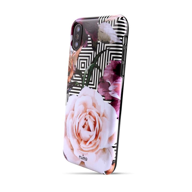 PURO Glam Geo Flowers - Case for iPhone Xs / X (Pink Peonies) 2