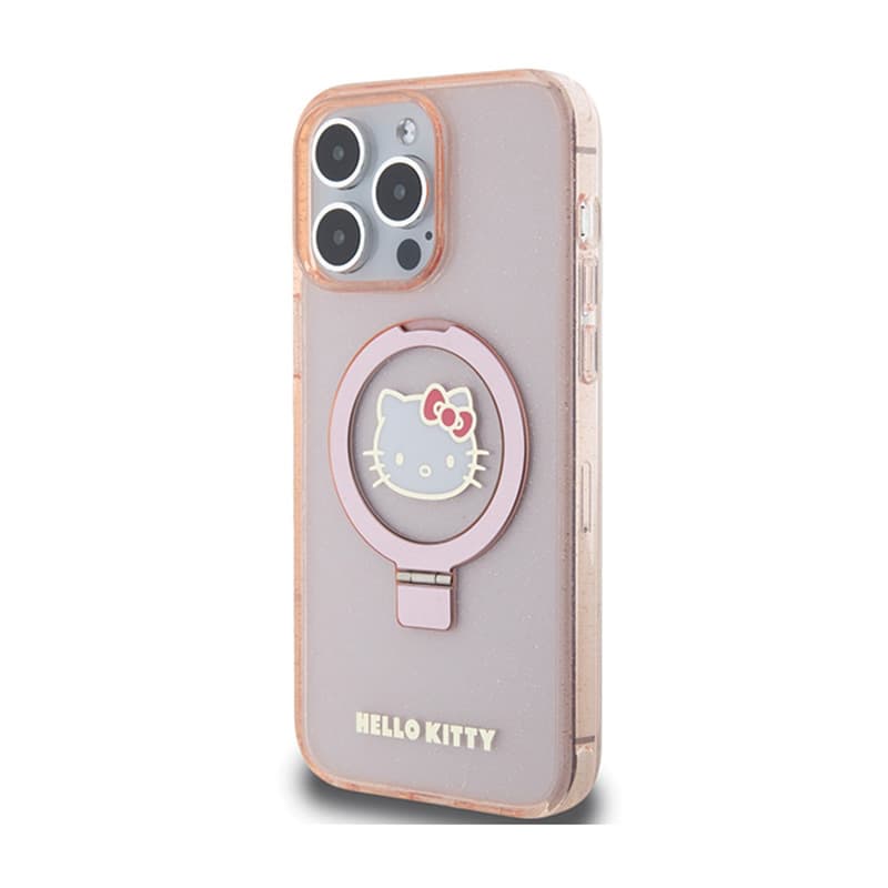 Hello Kitty Ring Stand Glitter Electrop Logo MagSafe - Case iPhone 15 Pro Max (pink) 2