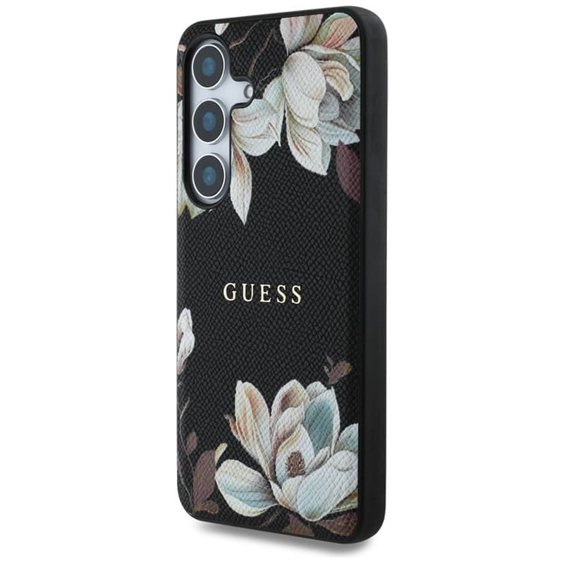 Guess Grained Printed Flower Pattern MagSafe - Case for Samsung Galaxy S25 (black) 2