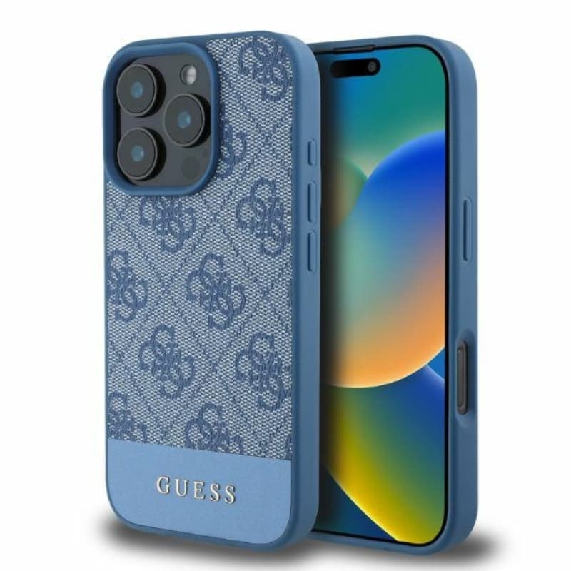 Guess 4G Bottom Stripe - Case for iPhone 16 Pro (blue)