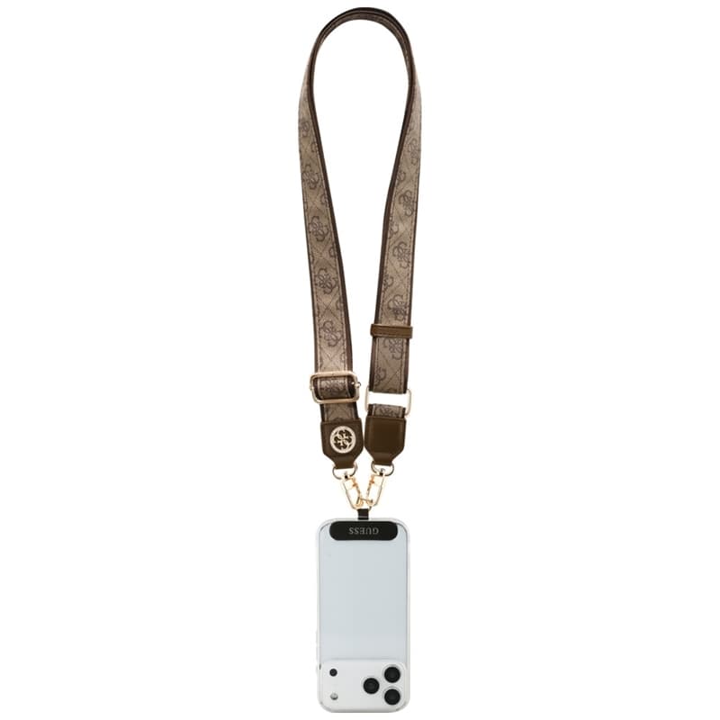 Guess Universal Crossbody Strap 4G Tether Patch Strass Metal Logo - Universal Phone Strap / Lanyard (Brown) 4