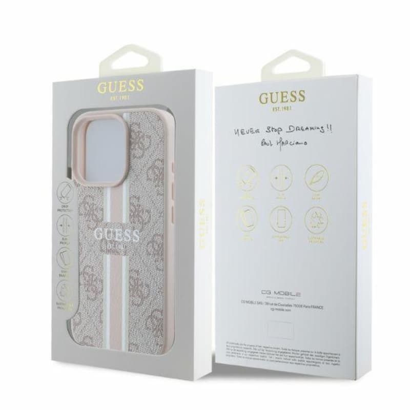 Guess 4G Printed Stripes MagSafe - Case for iPhone 16 Pro (pink) 4