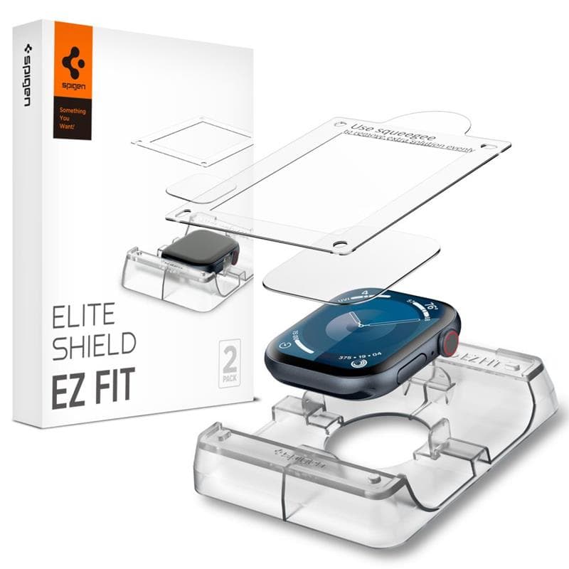 Spigen Elite Shield EZ Fit 2-Pack - Hybrid Glass Protector for Apple Watch 10 42 mm (Clear) 1