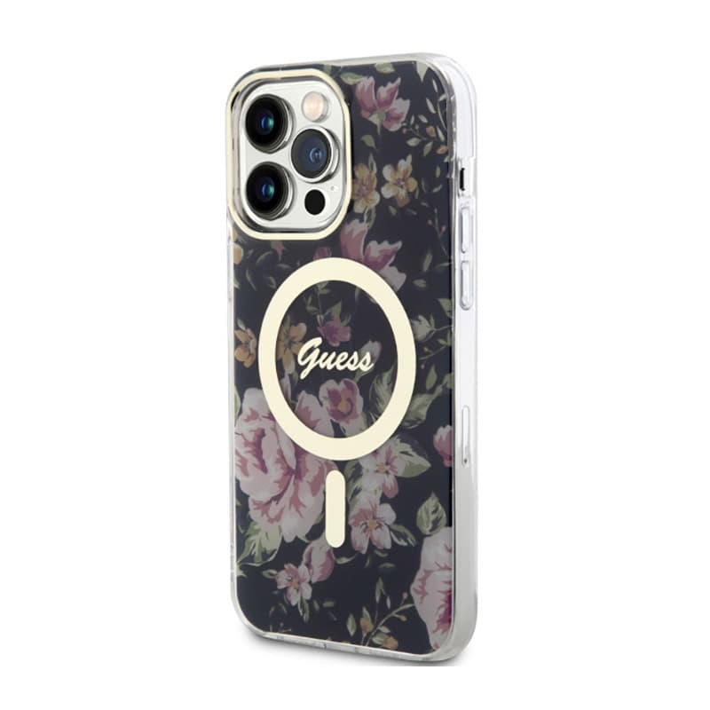 Guess Flower MagSafe - Case iPhone 14 Pro Max (Black) 2