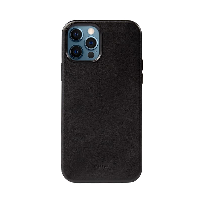Crong Essential Cover - iPhone 12 Pro Max Faux Leather Case (Black) 7