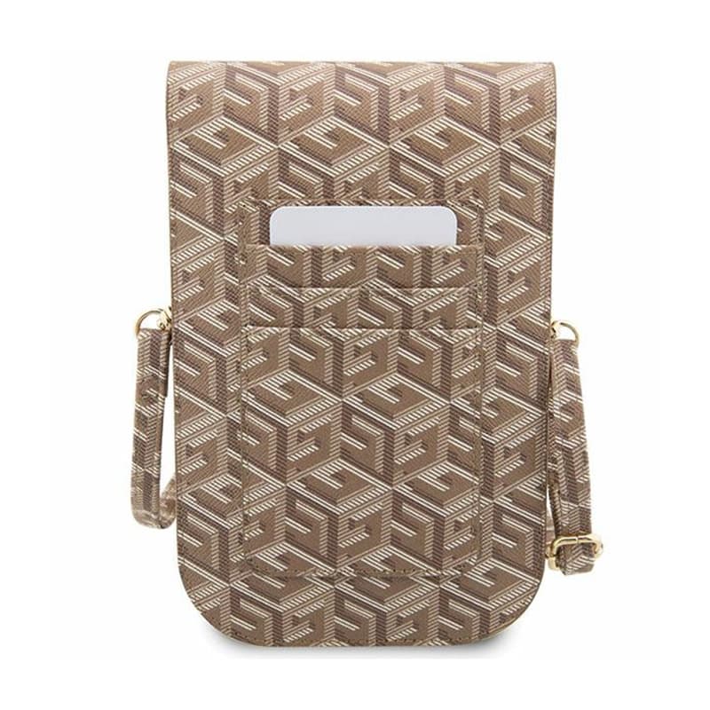 Guess GCube Stripe Phone Bag - Bag with smartphone compartment (Brown) 5