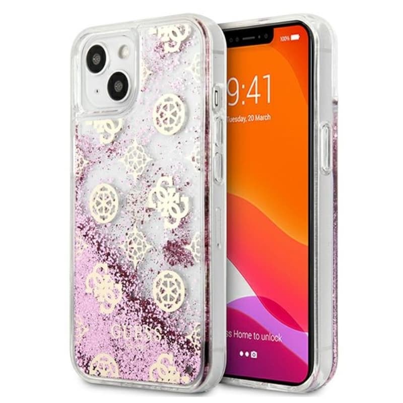 Guess Peony Liquid Glitter - Case for iPhone 13 mini (Pink) 1
