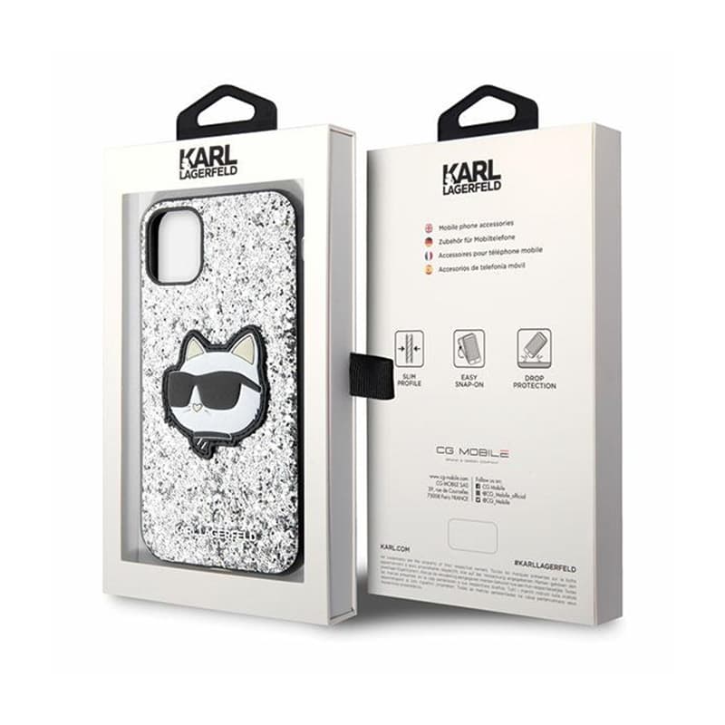 Karl Lagerfeld NFT Glitter Choupette Patch - Case for iPhone 11 (Silver) 8