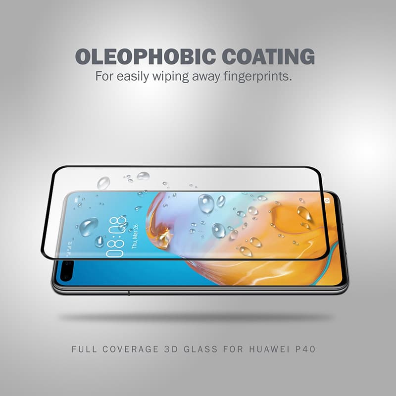 Crong 3D Armor Glass – 9H tempered glass for the entire Huawei P40 screen + installation frame 5