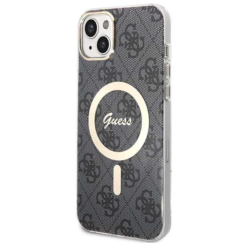 Guess Bundle Pack MagSafe 4G - Set of case for iPhone 14 Plus + MagSafe charger (Black/Gold) 3