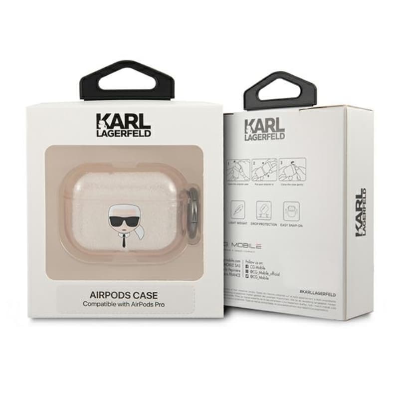 Karl Lagerfeld Karl Head Glitter - Case for Airpods Pro (Gold) 3
