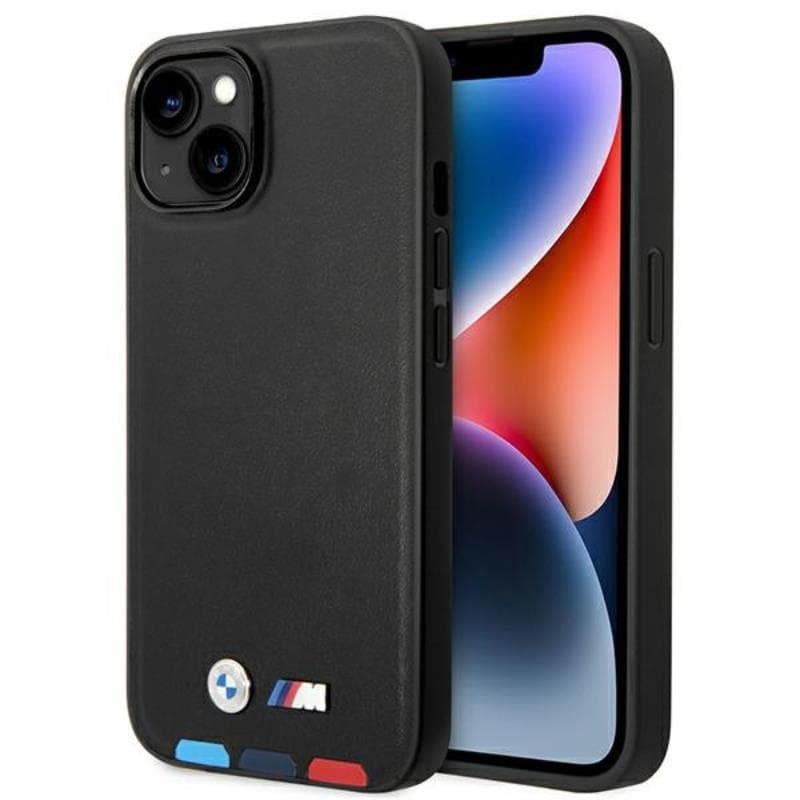 BMW Leather Hot Stamp Tricolor - Case for iPhone 14 Plus (Black) 1