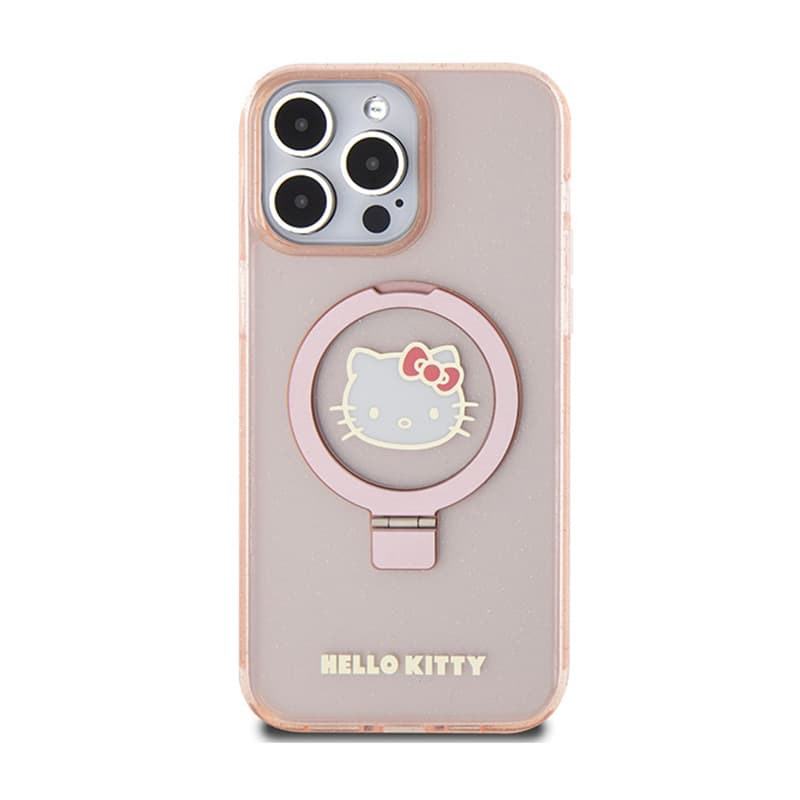 Hello Kitty Ring Stand Glitter Electrop Logo MagSafe - Case iPhone 15 Pro Max (pink) 3