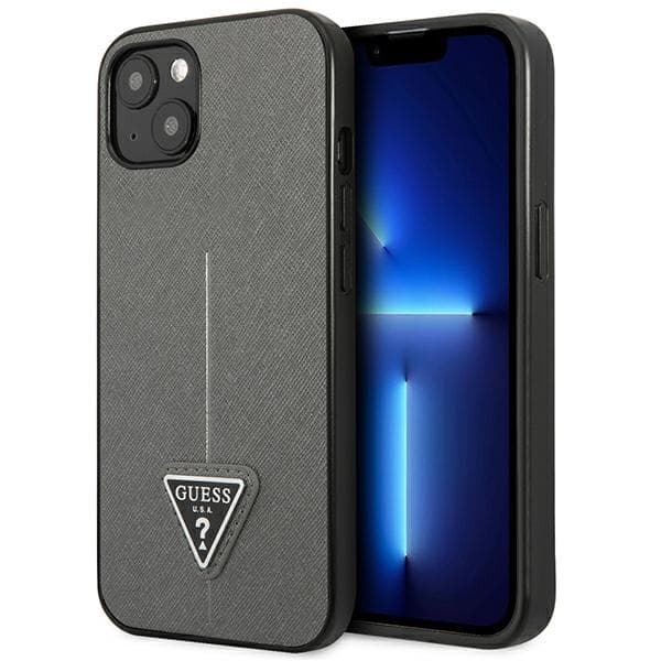Guess Saffiano Triangle Logo Case - Cover for iPhone 13 mini (Silver)