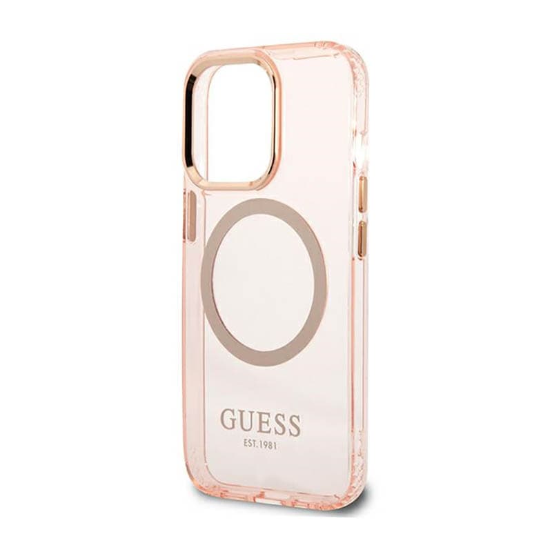 Guess Gold Outline Translucent MagSafe - Case for iPhone 13 Pro (Pink) 6