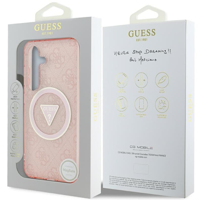 Guess 4G Glitter Triangle Buttons MagSafe - Case for Samsung Galaxy S25 (pink) 8