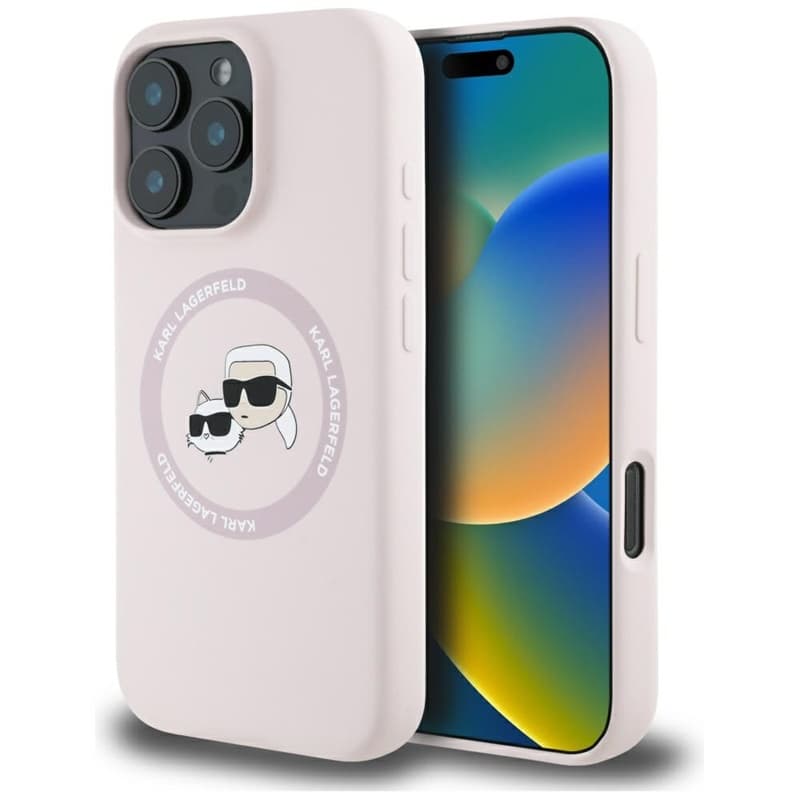 Karl Lagerfeld Silicone Double Heads And Circle MagSafe - Case for iPhone 16 Pro Max (pink)