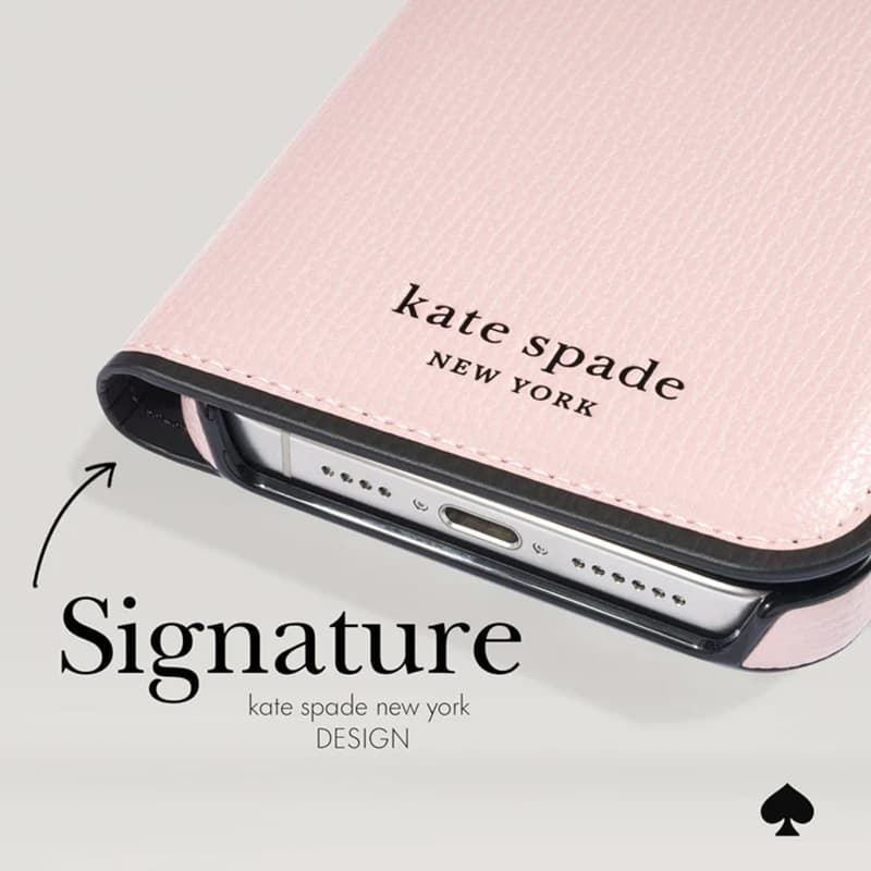 Kate Spade New York Wrap Folio Case - Leather Flip Case iPhone 15 Pro Max (Pale Vellum) 4